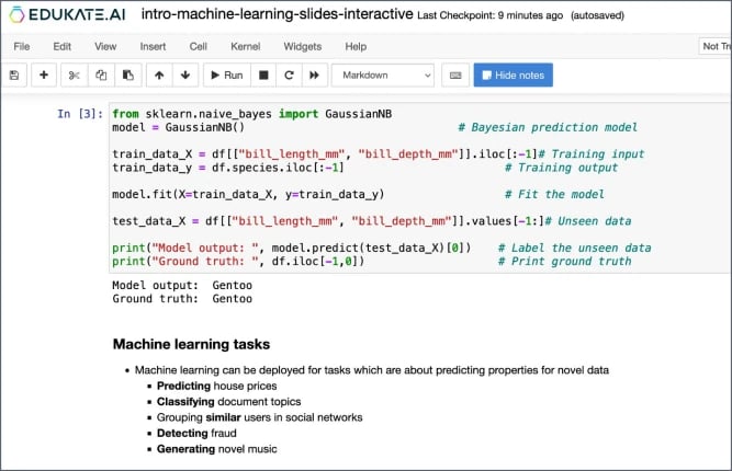 Screenshot from EDUKATE learning platform showing a coding assignment